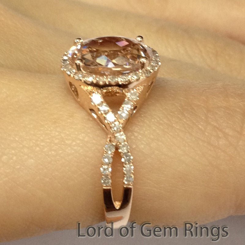 Reserved for mei - mona - lisa,Custom Oval Pink Morganite diamond Engagement Ring 8x10mm - Lord of Gem Rings