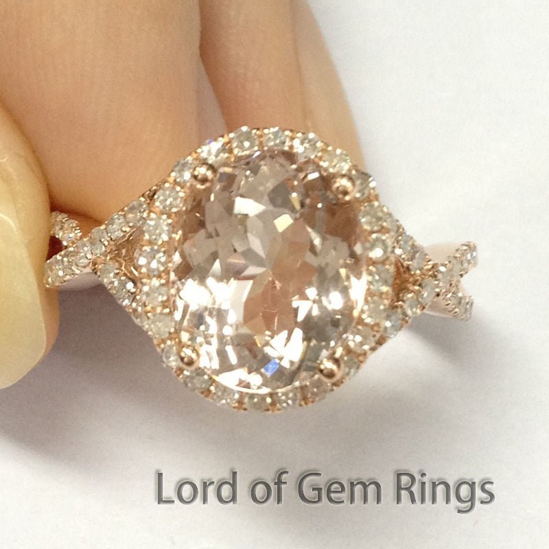 Reserved for mei - mona - lisa,Custom Oval Pink Morganite diamond Engagement Ring 8x10mm - Lord of Gem Rings