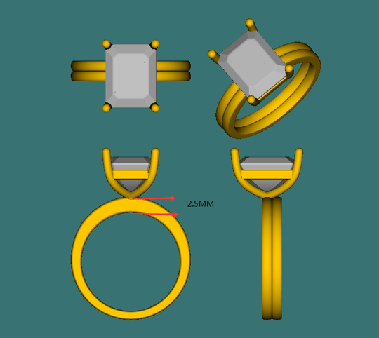 Reserved for Melissa  10K Whilte Gold Semi Mount Ring  Emerald Cut 8x10mm