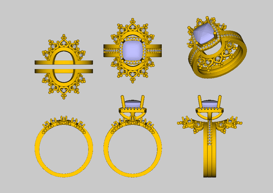 Reserved for Melissa Custom Engagement Semi Mount Ring Set Moissanite Tiara Ring Guard 14k Rose Gold