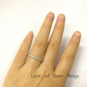 Reserved for Melissa, Moissanite Wedding Band Half Eternity Anniversary Ring 14K White Gold Art Deco - Lord of Gem Rings