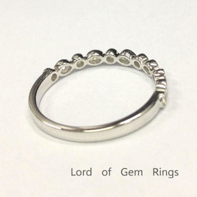 Reserved for Melissa, Moissanite Wedding Band Half Eternity Anniversary Ring 14K White Gold Art Deco - Lord of Gem Rings