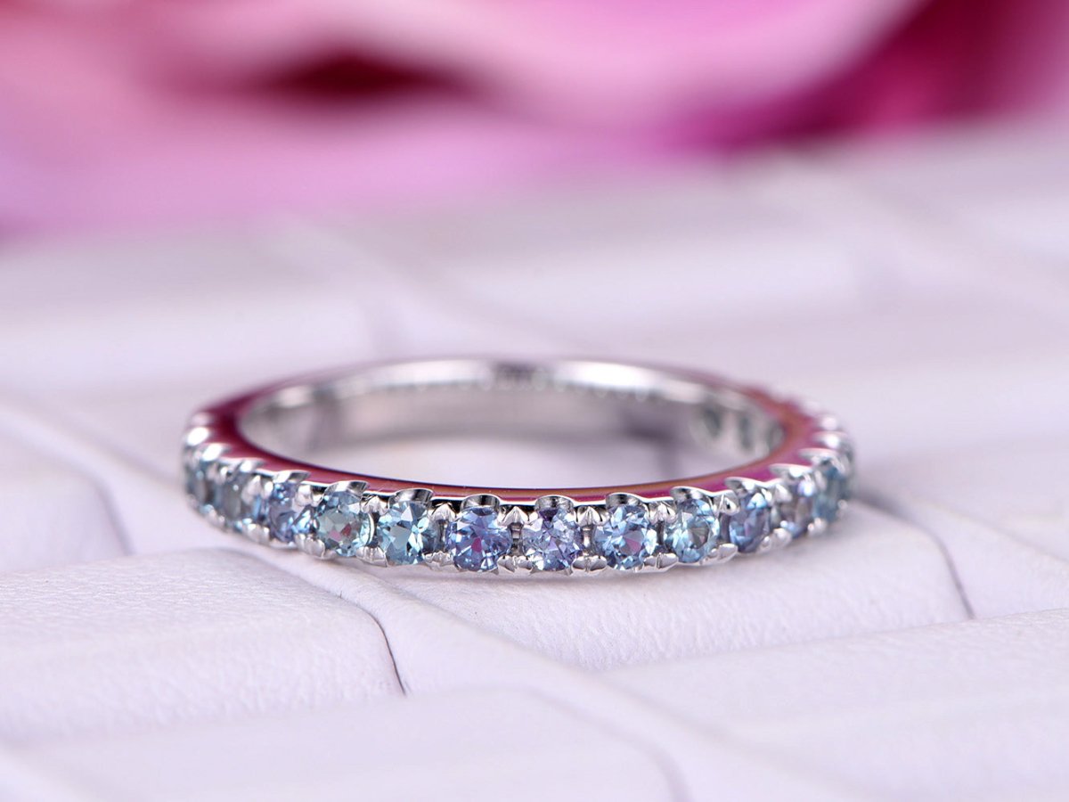 Reserved for Michale Pink Tourmaline Wedding Band 3/4 Eternity 14K White Gold - Lord of Gem Rings