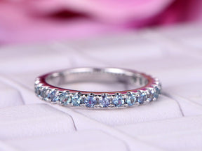 Reserved for Michale Pink Tourmaline Wedding Band 3/4 Eternity 14K White Gold - Lord of Gem Rings