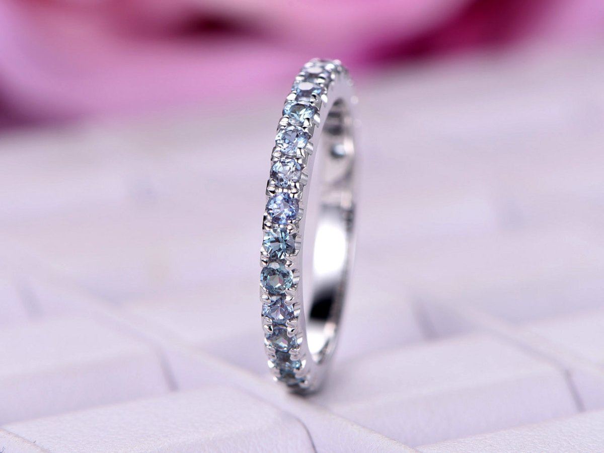 Reserved for Michale Pink Tourmaline Wedding Band 3/4 Eternity 14K White Gold - Lord of Gem Rings