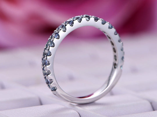 Reserved for Michale Pink Tourmaline Wedding Band 3/4 Eternity 14K White Gold