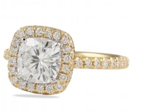 Reserved for Monica - F1 Moissanite 8x10mm Radiant Cut with Pave FULL CUT Diamond Halos 3/4 Eternity - Lord of Gem Rings