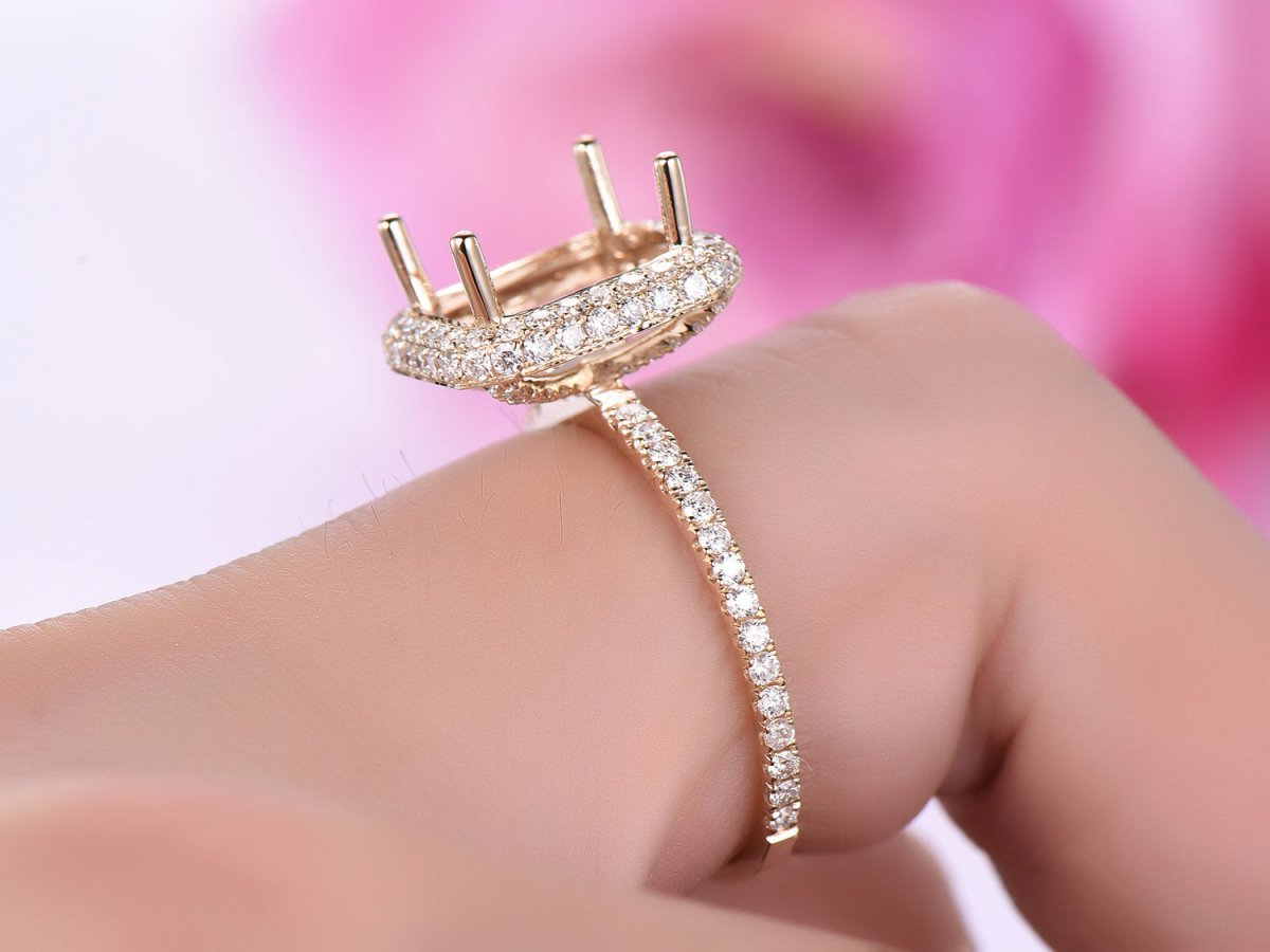 Reserved for Monica - F1 Moissanite 8x10mm Radiant Cut with Pave FULL CUT Diamond Halos 3/4 Eternity - Lord of Gem Rings