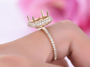 Reserved for Monica - F1 Moissanite 8x10mm Radiant Cut with Pave FULL CUT Diamond Halos 3/4 Eternity - Lord of Gem Rings