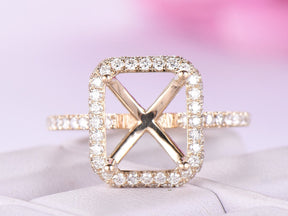 Reserved for Monica - F1 Moissanite 8x10mm Radiant Cut with Pave FULL CUT Diamond Halos 3/4 Eternity - Lord of Gem Rings