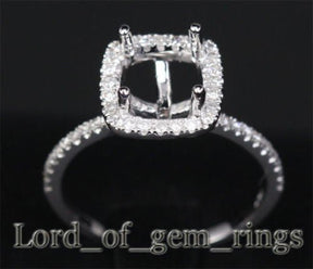 Reserved for Murphy Diamond Semi Mount Ring 14K White Gold Cushion - Lord of Gem Rings
