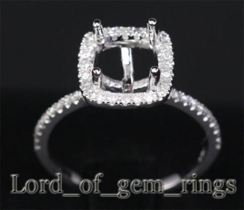 Reserved for Murphy Diamond Semi Mount Ring 14K White Gold Cushion - Lord of Gem Rings