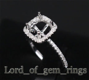 Reserved for Murphy Diamond Semi Mount Ring 14K White Gold Cushion - Lord of Gem Rings