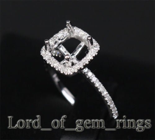 Reserved for Murphy Diamond Semi Mount Ring 14K White Gold Cushion - Lord of Gem Rings