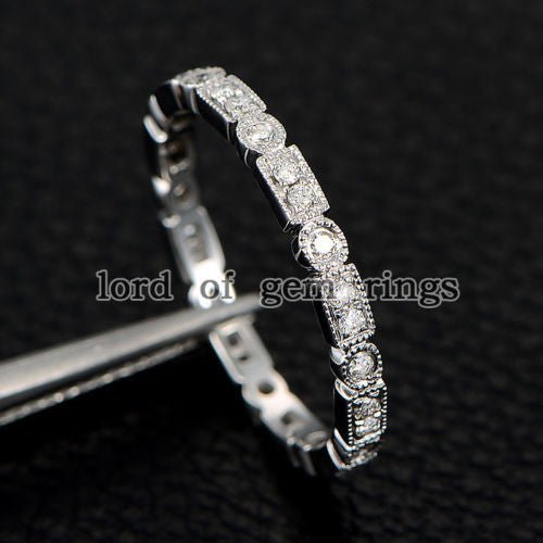Reserved for murrysparkles,Custom VS H Diamond Wedding Band Half Eternity 14K White Gold - Lord of Gem Rings