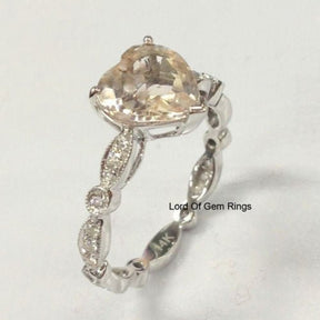 Reserved for Nancy, Peach Cushion Morganite Ring,Stone SKU: cu10.14 - 1.850.05 - Lord of Gem Rings