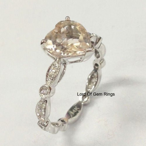Reserved for Nancy, Peach Cushion Morganite Ring,Stone SKU: cu10.14 - 1.850.05 - Lord of Gem Rings