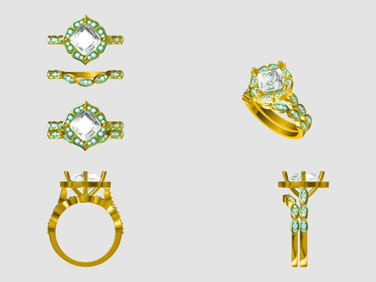 Reserved for natehoncho payments Custom Matching band for Cushion Morganite Cathedral Ring