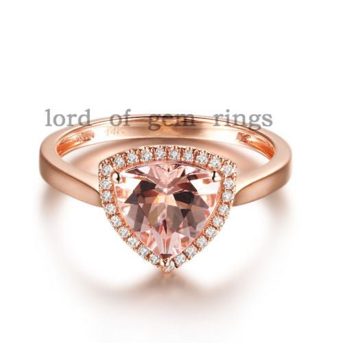 Reserved for nbmelese, Custom Trillion Morganite Engagement Semi Mount Ring 10K Rose Gold