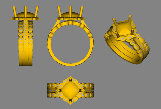 Reserved for neochaos87 Cushion London Blue Topaz Engagement diamond 3-Ring Bradal Set