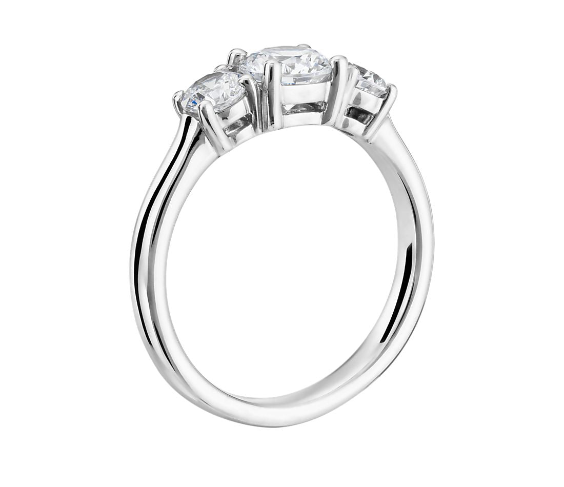 Reserved for Ngoc - Three Stone Round Semi Mount Ring 18K White Gold - Lord of Gem Rings
