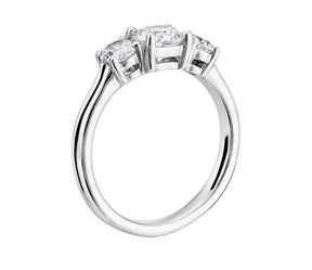 Reserved for Ngoc - Three Stone Round Semi Mount Ring 18K White Gold - Lord of Gem Rings