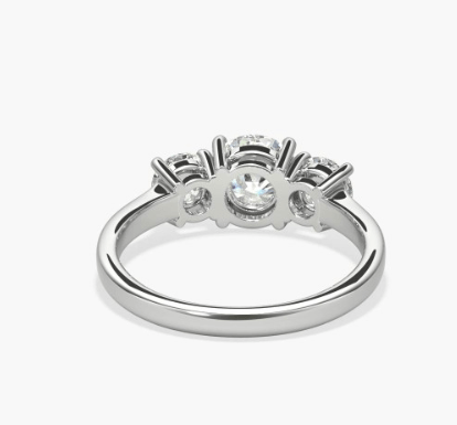 Reserved for Ngoc - Three Stone Round Semi Mount Ring 18K White Gold - Lord of Gem Rings
