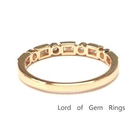 Reserved for Nikki Custom Open End Baguette/Round Diamond Wedding RIng 14K Rose Gold - Lord of Gem Rings