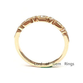 Reserved for Nikki Custom Open End Baguette/Round Diamond Wedding RIng 14K Rose Gold - Lord of Gem Rings