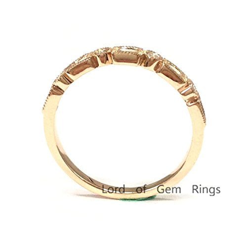 Reserved for Nikki Custom Open End Baguette/Round Diamond Wedding RIng 14K Rose Gold - Lord of Gem Rings