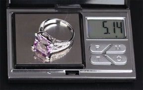 Reserved for Oleg - Princess Amethyst Engagement Ring Pave Diamond Wedding 14K White Gold 10.5mm - Lord of Gem Rings