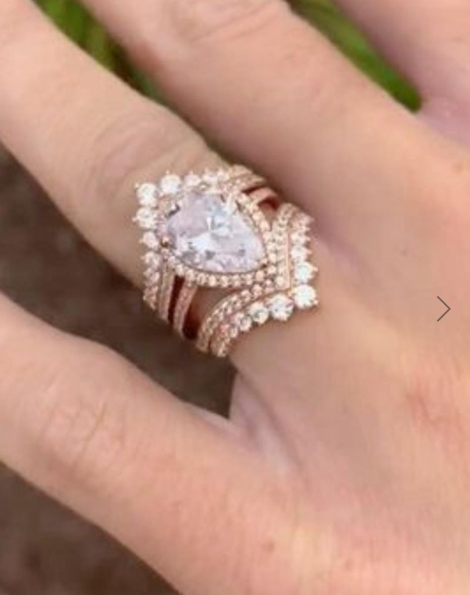 Reserved for Patricia - Custom Matching Tiara Bands for Emerald Cut Morganite Engagement Ring Pave Diamond Halo 14K Rose Gold 6x8mm - Lord of Gem Rings