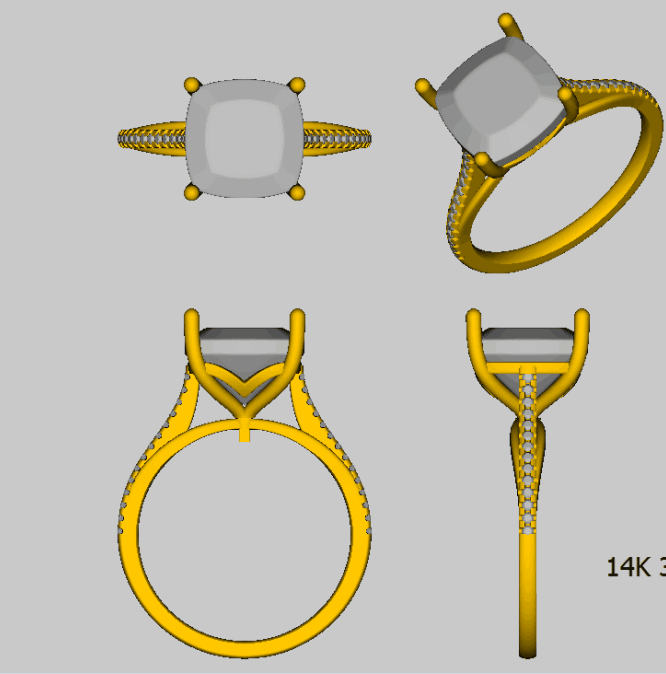 Reserved for Piper 1st payment, Custom Diamond Semi Mount Ring 14K Two Tone Gold 10mm Cushion - Lord of Gem Rings