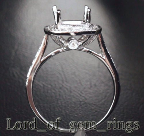 Reserved for Princess, Custom Diamond Semi Mount Ring 14K White Gold Cushion