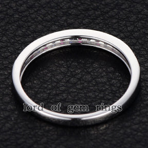 Reserved for Promise: Pave Ruby/Sapphire Wedding Band Half Eternity Anniversary Ring 14K White Gold - Lord of Gem Rings