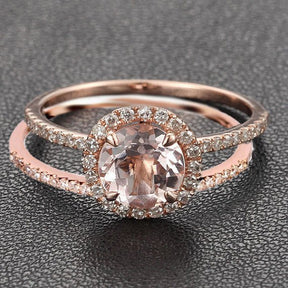 Reserved for punkin1006,7mm round morgantie ring wedding set, 14K white Gold, size 4.5 - Lord of Gem Rings