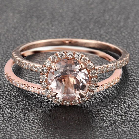 Reserved for punkin1006,7mm round morgantie ring wedding set, 14K white Gold, size 4.5 - Lord of Gem Rings
