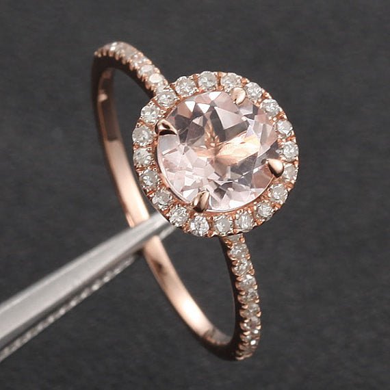 Reserved for punkin1006,7mm round morgantie ring wedding set, 14K white Gold, size 4.5 - Lord of Gem Rings