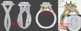Reserved for rachael Cusotm Diamond Semi Mount Ring Milgrian Split Shank 14K White Gold - Lord of Gem Rings