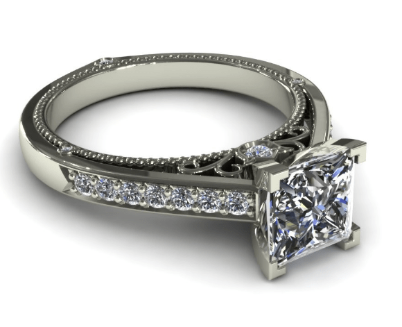 Reserved for rebecca Princess Moissanite Engagement Ring 14K White Gold - Lord of Gem Rings