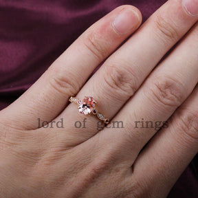 Reserved for Rick Oval Morganite Engagement Ring Diamond 14K Rose Gold 6x8mm Rush Delivery - Lord of Gem Rings