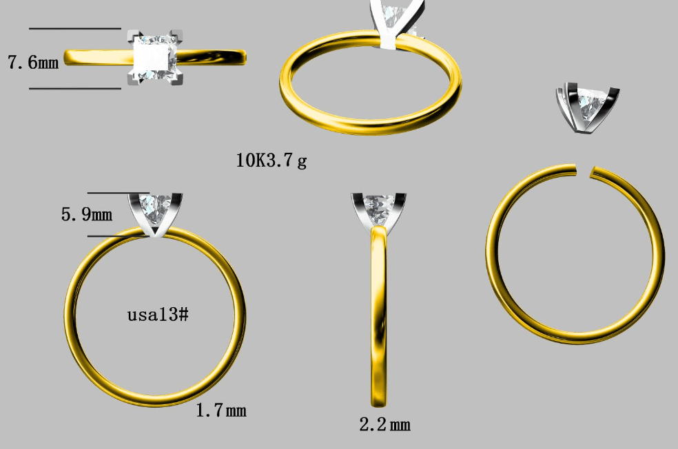Reserved for Rita D- VS D Princess Moissanite Ring 10K White/Yellow Gold - Lord of Gem Rings