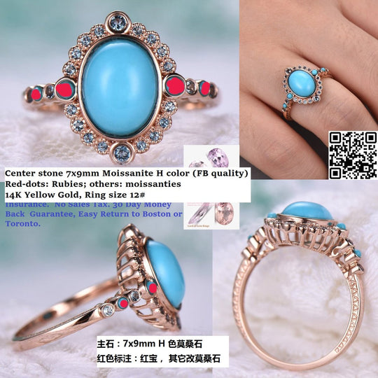 Reserved for Rita Oval Moissanite Cathedral Ring 14K Yellow Gold Art Nouveau 7x9mm