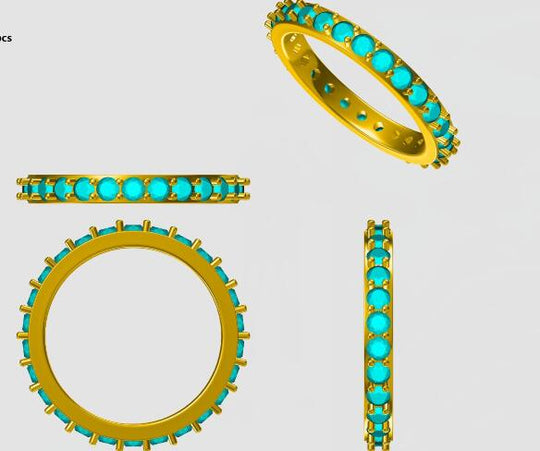 Reserved for Robert Custom 2.5mm Aquamarine Wedding Ring Full Eternity14K White Gold