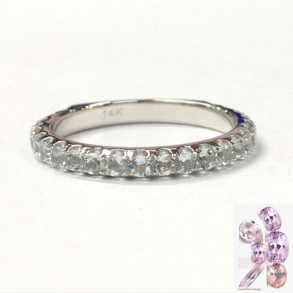 Reserved for Robert Custom 2.5mm Aquamarine Wedding Ring Full Eternity14K White Gold - Lord of Gem Rings