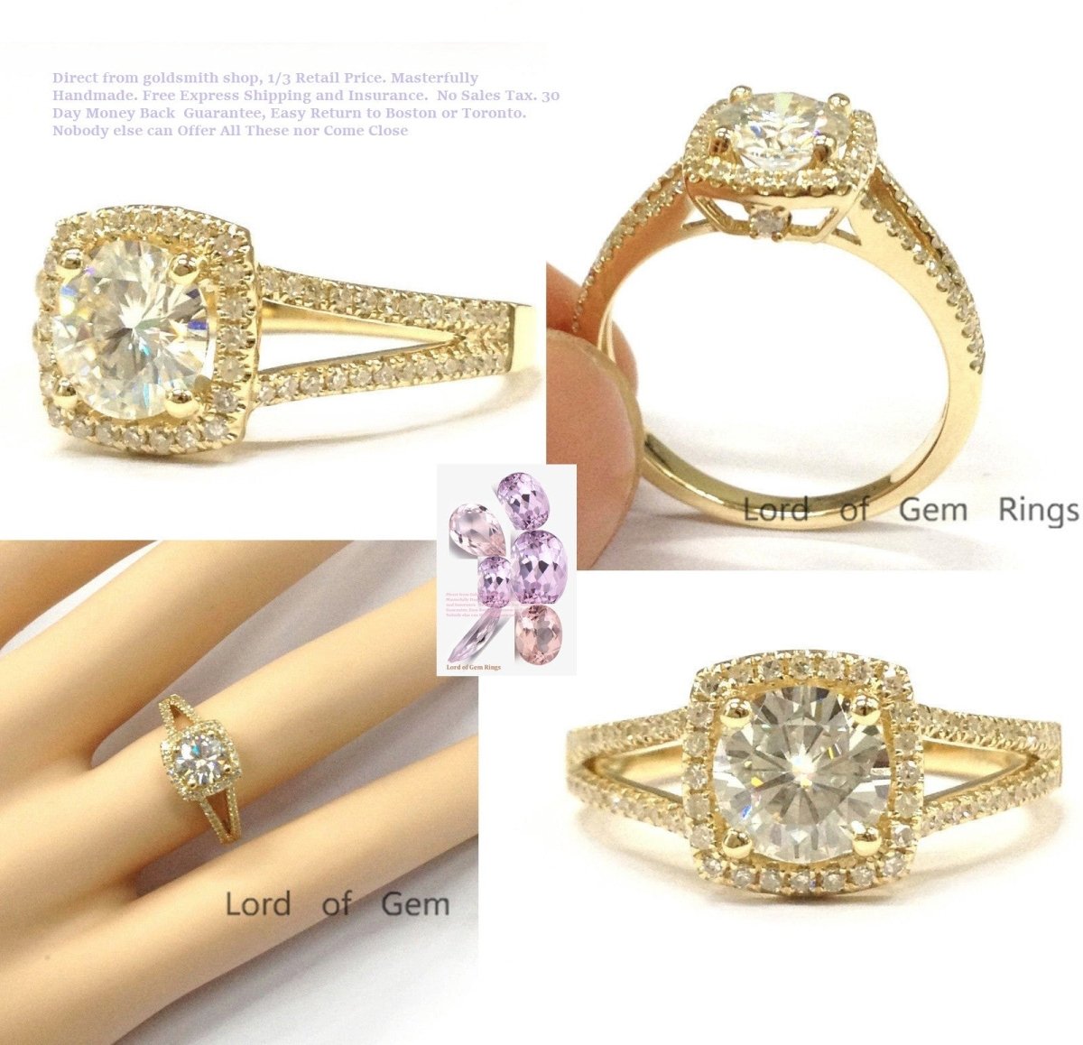Reserved for robjobu74 Round Forever Brilliant Moissanite Engagement Ring Pave Diamond Wedding 14K White Gold - Lord of Gem Rings