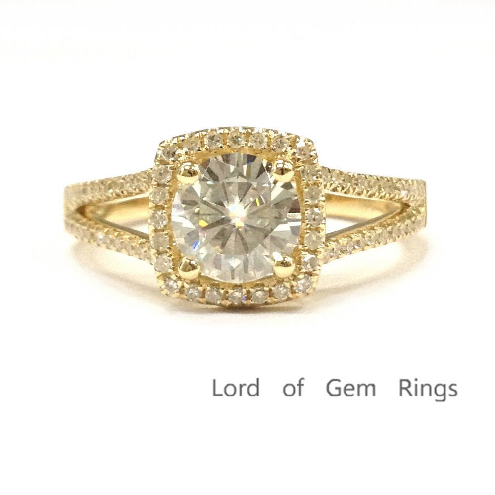 Reserved for robjobu74 Round Forever Brilliant Moissanite Engagement Ring Pave Diamond Wedding 14K White Gold - Lord of Gem Rings