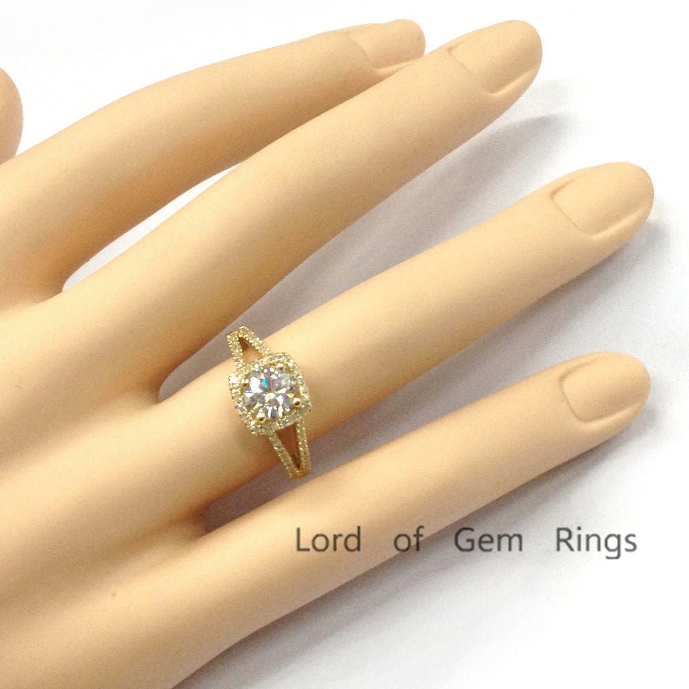 Reserved for robjobu74 Round Forever Brilliant Moissanite Engagement Ring Pave Diamond Wedding 14K White Gold - Lord of Gem Rings