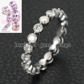 Reserved for Rosie Moissanite Wedding Band Full Eternity Bubble Ring 18K White Gold 3mm Round - Lord of Gem Rings