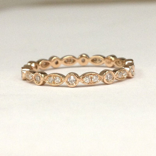 Reserved for Rosie Pave VS G Diamond Wedding Band Eternity Ring 18K Rose Gold